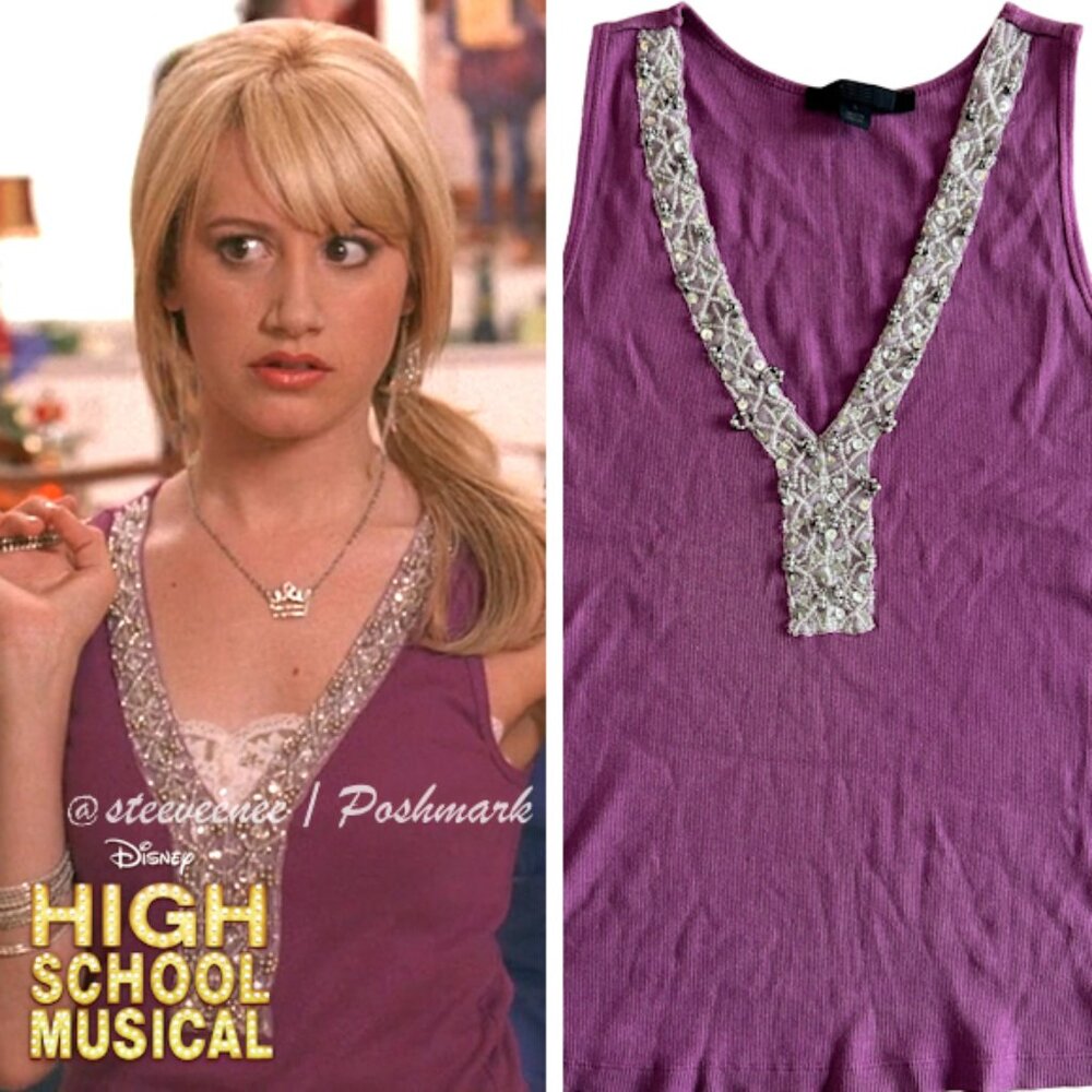 Purple V-neck Embellished Sequin Tank ASO Sharpay Evans